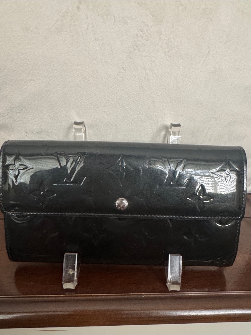 Louis Vuitton Black Patent Vernis Monogram Long Wallet
